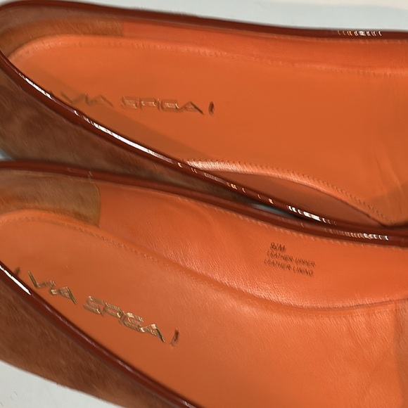 VIA SPIGA Rust Suede Leather Belted Buckle Accent Ballet Flats Pointed Toe 9.5M - Picture 6 of 8